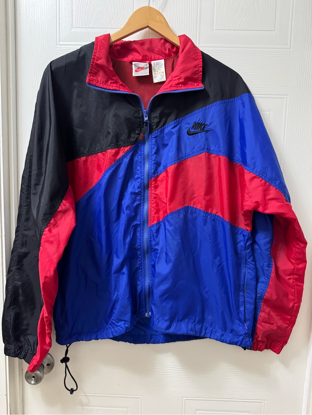 Nike Men's Blue, Red & Black Colorblock Windbreaker Jacket